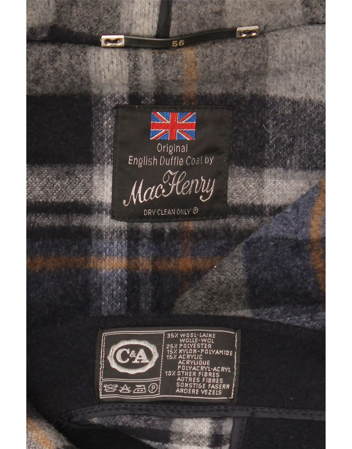 C&A Herren-Dufflecoat mit Kapuze, EU 56 3XL, marineblaue Wolle