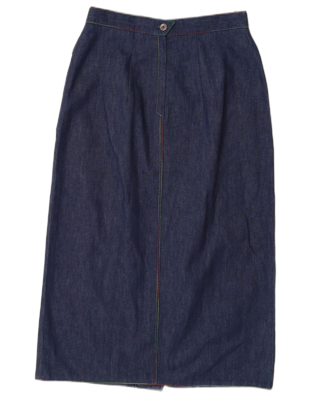 VINTAGE Damen-Jeansrock mit hoher Taille, EU 38, Mittel W26, marineblaue Baumwolle