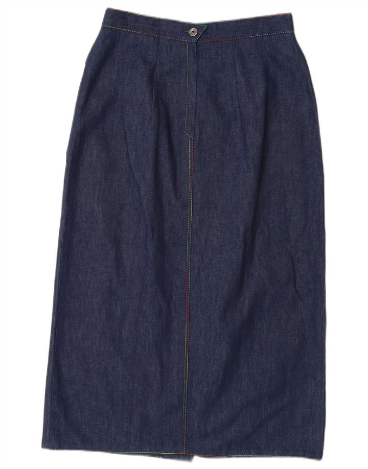VINTAGE Damen-Jeansrock mit hoher Taille, EU 38, Mittel W26, marineblaue Baumwolle