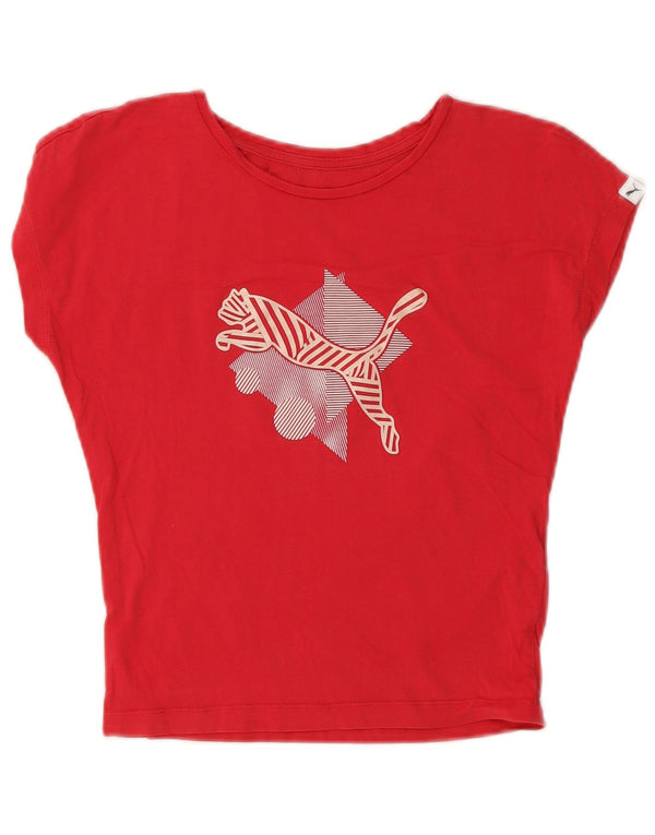 Puma Mädchen Grafik T-Shirt Top 9–10 Jahre rote Baumwolle