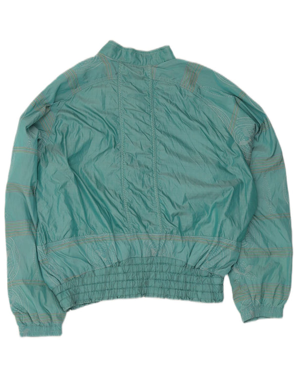 Ellesse Damen-Trainingsanzug-Top-Jacke, IT 44, mittelgrüne Paisley-Baumwolle
