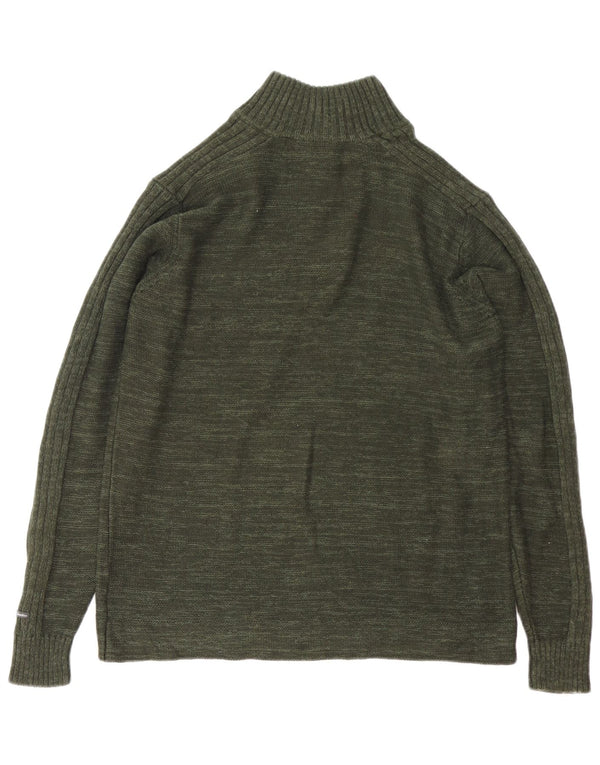 Columbia Herren-Pullover mit Reißverschluss am Hals, groß, grün gefleckte Baumwolle