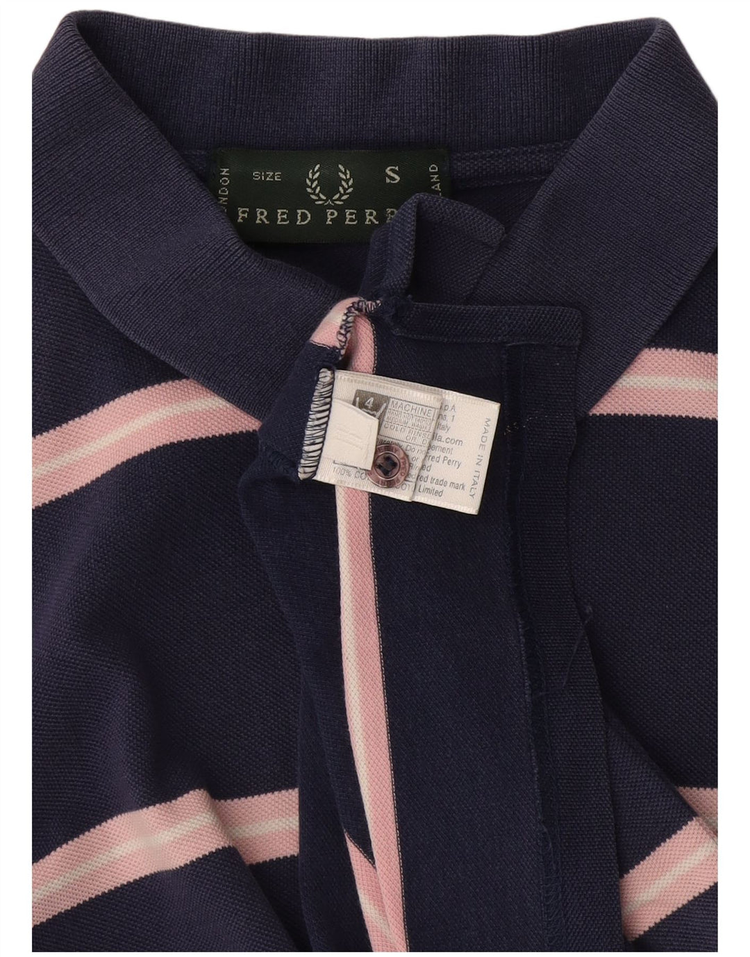 Fred Perry Herren-Poloshirt, klein, marineblau, gestreift, Baumwolle