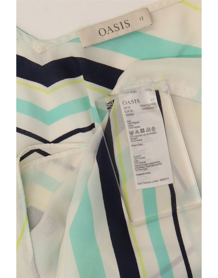 Oasis Ärmelloses Damen-Blusenoberteil UK 12 Mittelweiß gestreift aus Polyester