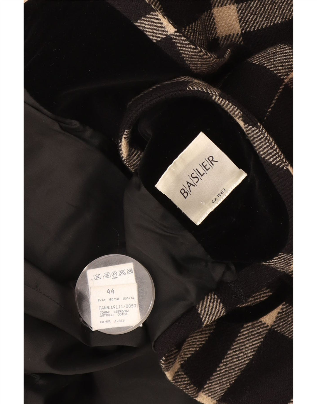 Basler Damen-Blazerjacke mit 1 Knopf, UK 18, XL, schwarz karierte Wolle