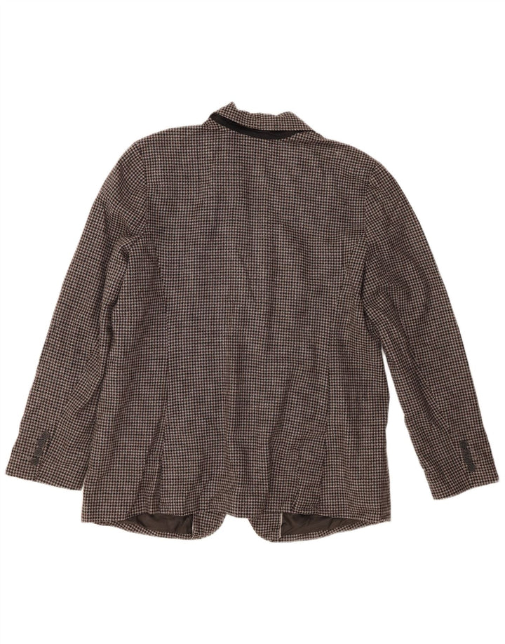 Eddie Bauer Damen 2-Knopf-Blazerjacke US 20 2XL Graue Hahnentrittwolle