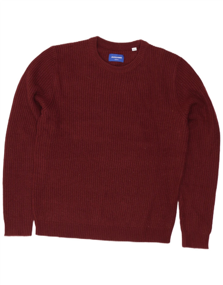 Jack & Jones Herren-Pullover mit Rundhalsausschnitt, mittleres Burgunderrot, Acryl