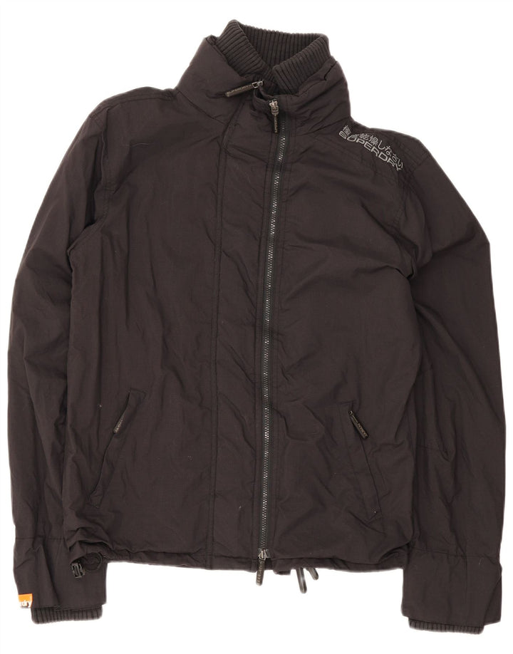 Superdry Damen Regenjacke UK 16 Large Schwarz Nylon