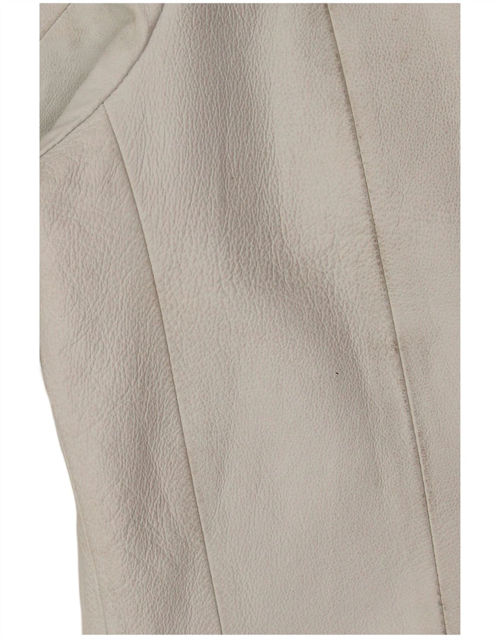 Vintage Damen Lederjacke EU 42 Großes weißes Leder