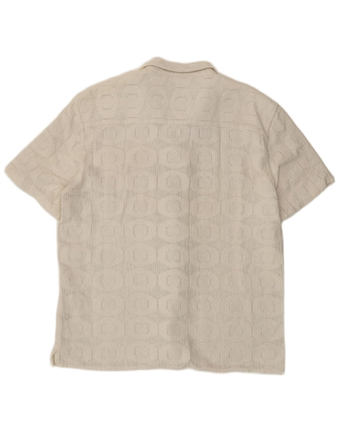 Zara Herren Kurzarmhemd XL Weiße geometrische Baumwolle