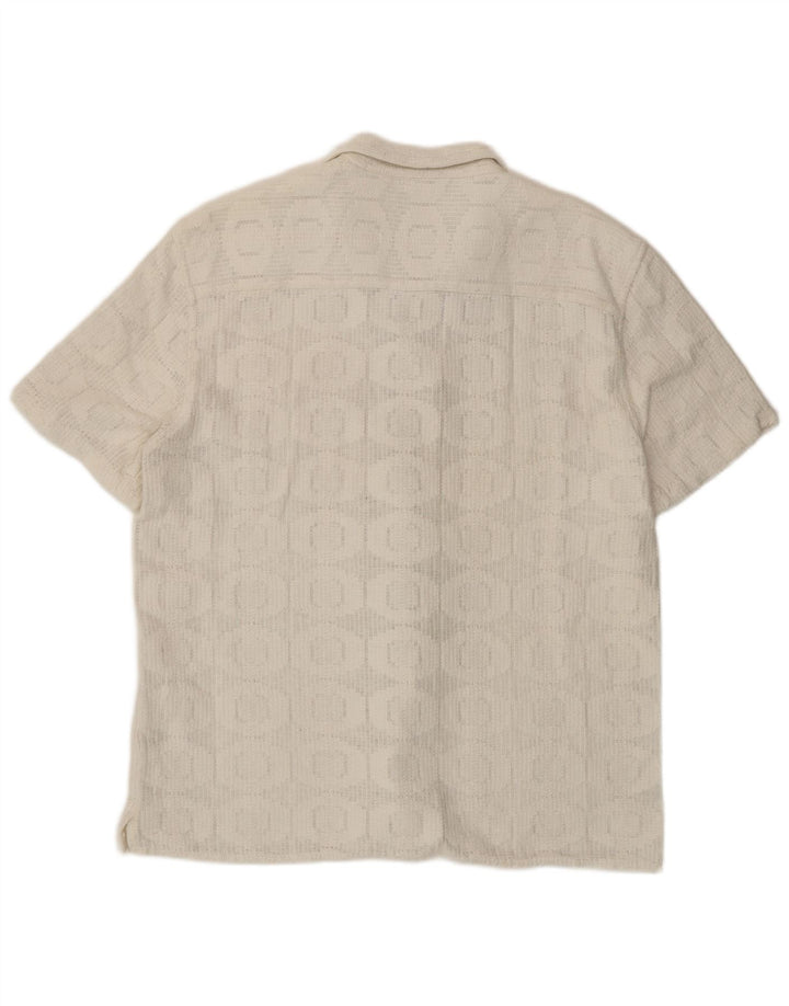 Zara Herren Kurzarmhemd XL Weiße geometrische Baumwolle