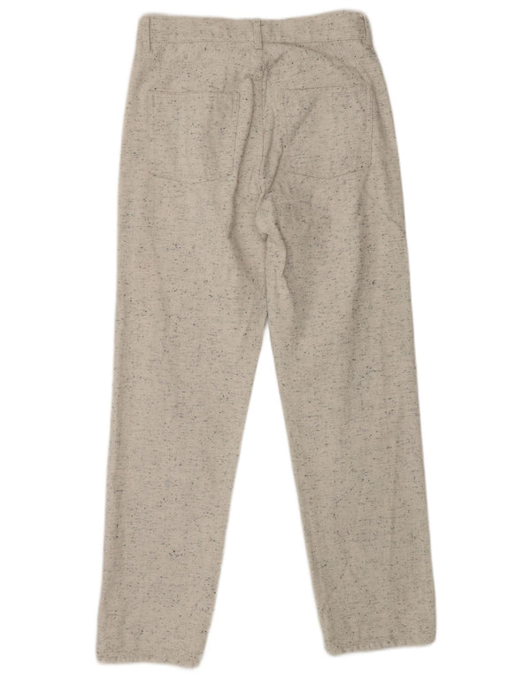 Cos Damen-Freizeithose, gerade, W25, L27, cremefarbene, gesprenkelte Baumwolle