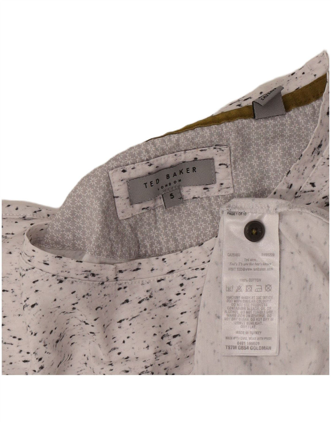 Ted Baker Herren T-Shirt Top Größe 5 XL weiß gesprenkelte Baumwolle