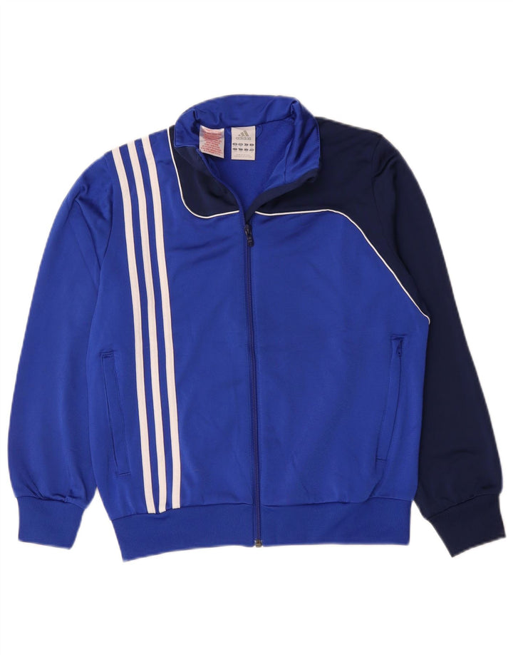 Adidas Jungen-Trainingsanzug-Top-Jacke, 11–12 Jahre, blaues Colourblock-Polyester