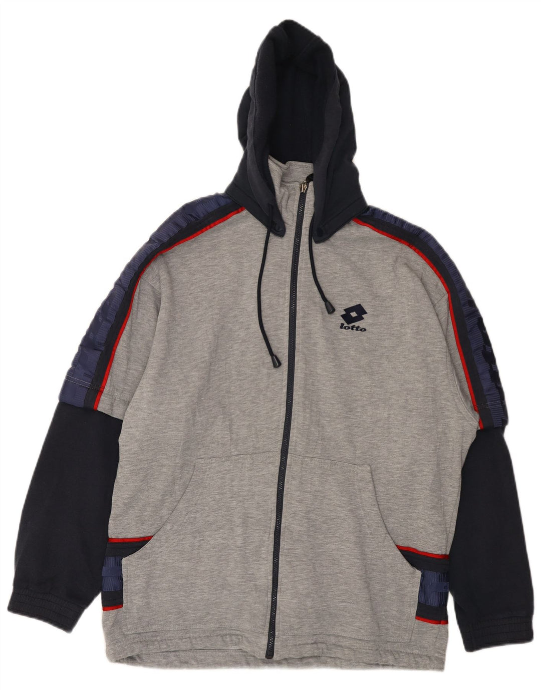 LOTTO Herren-Trainingsanzugoberteil mit Grafik, UK 38/40, Mittelgrau, Farbblock