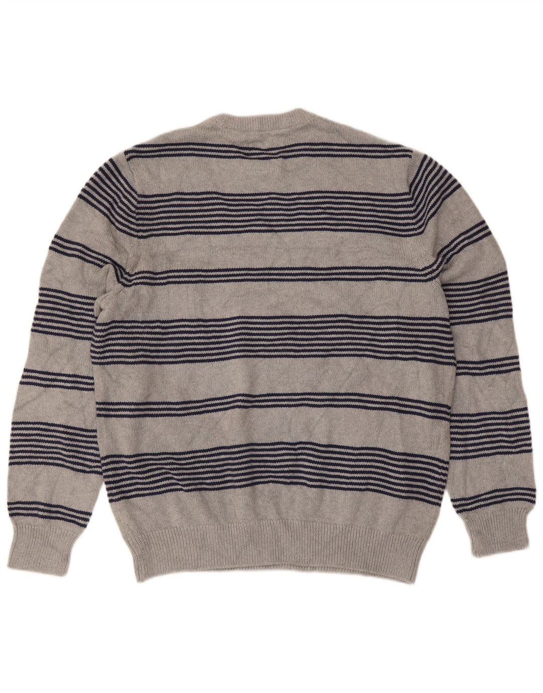 Chaps Herren-Pullover, reguläre Passform, Rundhalsausschnitt, groß, grau gestreift, Baumwolle