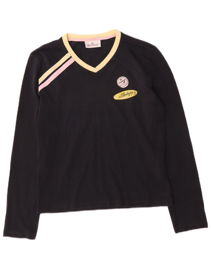 Sergio Tacchini Damen Graphic Top Langarm IT 44 Medium Schwarz