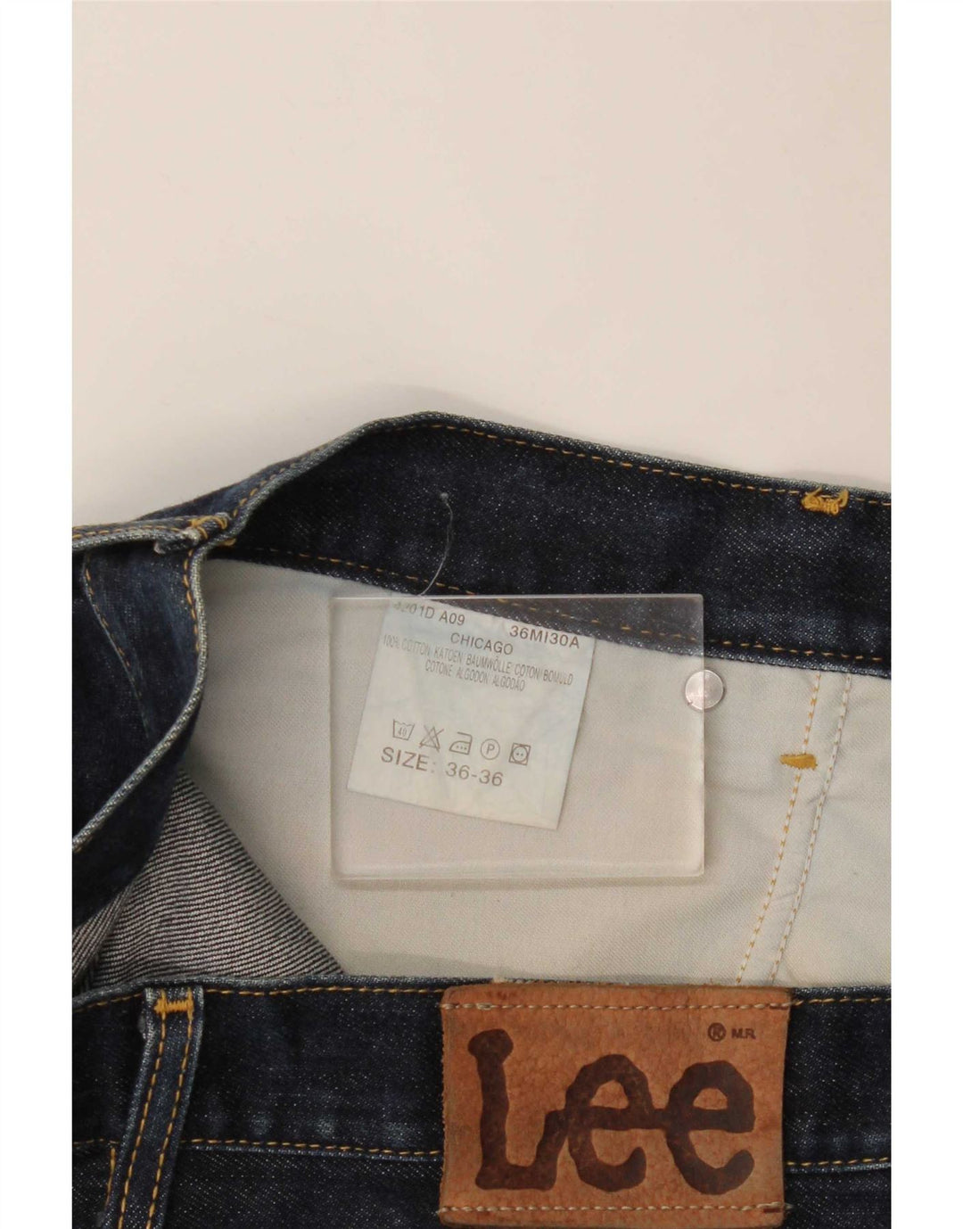 Lee Herren Chicago Straight Jeans W36 L32 Marineblaue Baumwolle