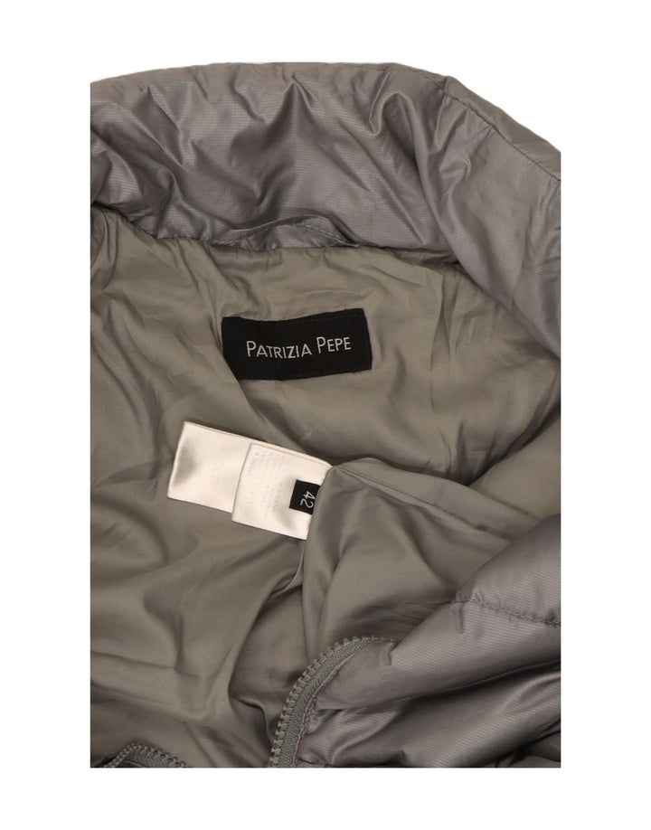 PATRIZIA PEPE Womens Padded Jacket IT 42 Medium Silver Nylon Vintage Patrizia Pepe and Second-Hand Patrizia Pepe from Messina Hembry 