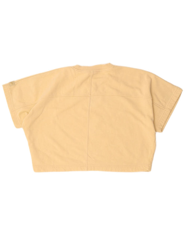 Fila Damen Crop Oversize T-Shirt Top UK 14 Mittelbeige Baumwolle