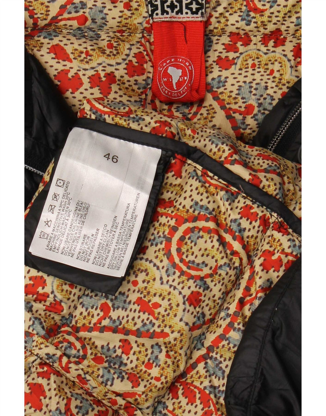 Cape Horn gepolsterter Damenmantel mit Kapuze, Größe 46, großes schwarzes Nylon