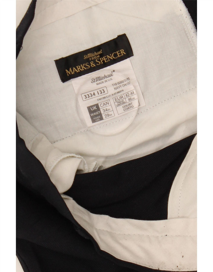 Gerade Herren-Chinohose von Marks & Spencer, W34, L29, Marineblau, Polyester