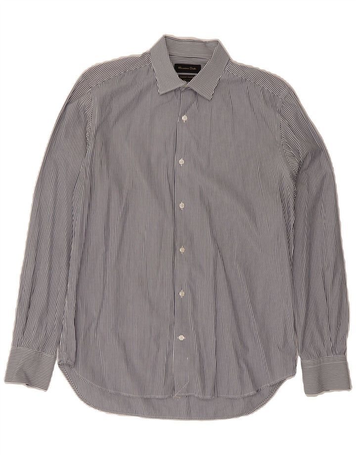 MASSIMO DUTTI Mens Shirt Size 39 15 1/2 Medium Navy Blue Pinstripe Classic Vintage Massimo Dutti and Second-Hand Massimo Dutti from Messina Hembry 