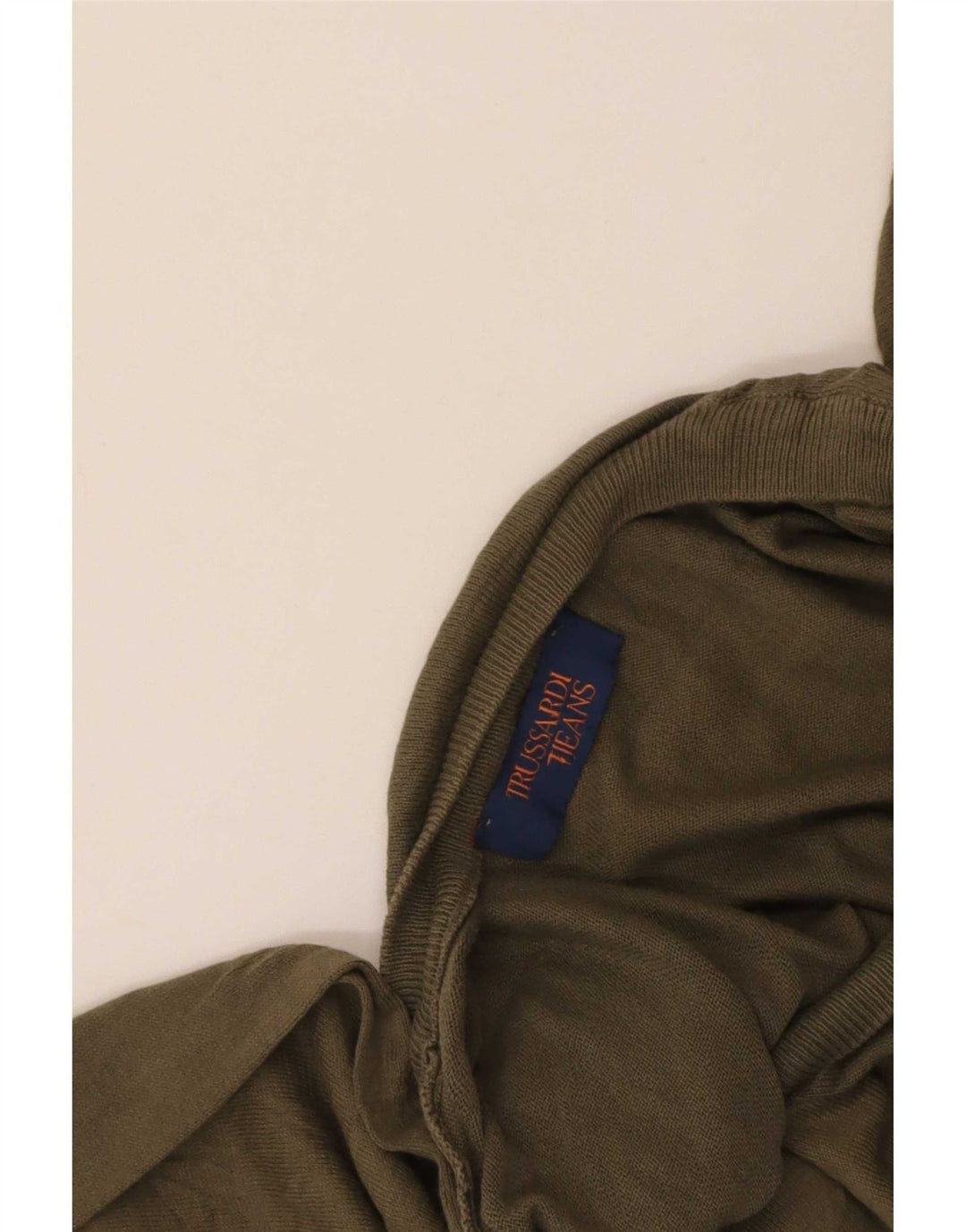 Trussardi Jeans Herren-Pullover mit V-Ausschnitt, Größe L, Khaki
