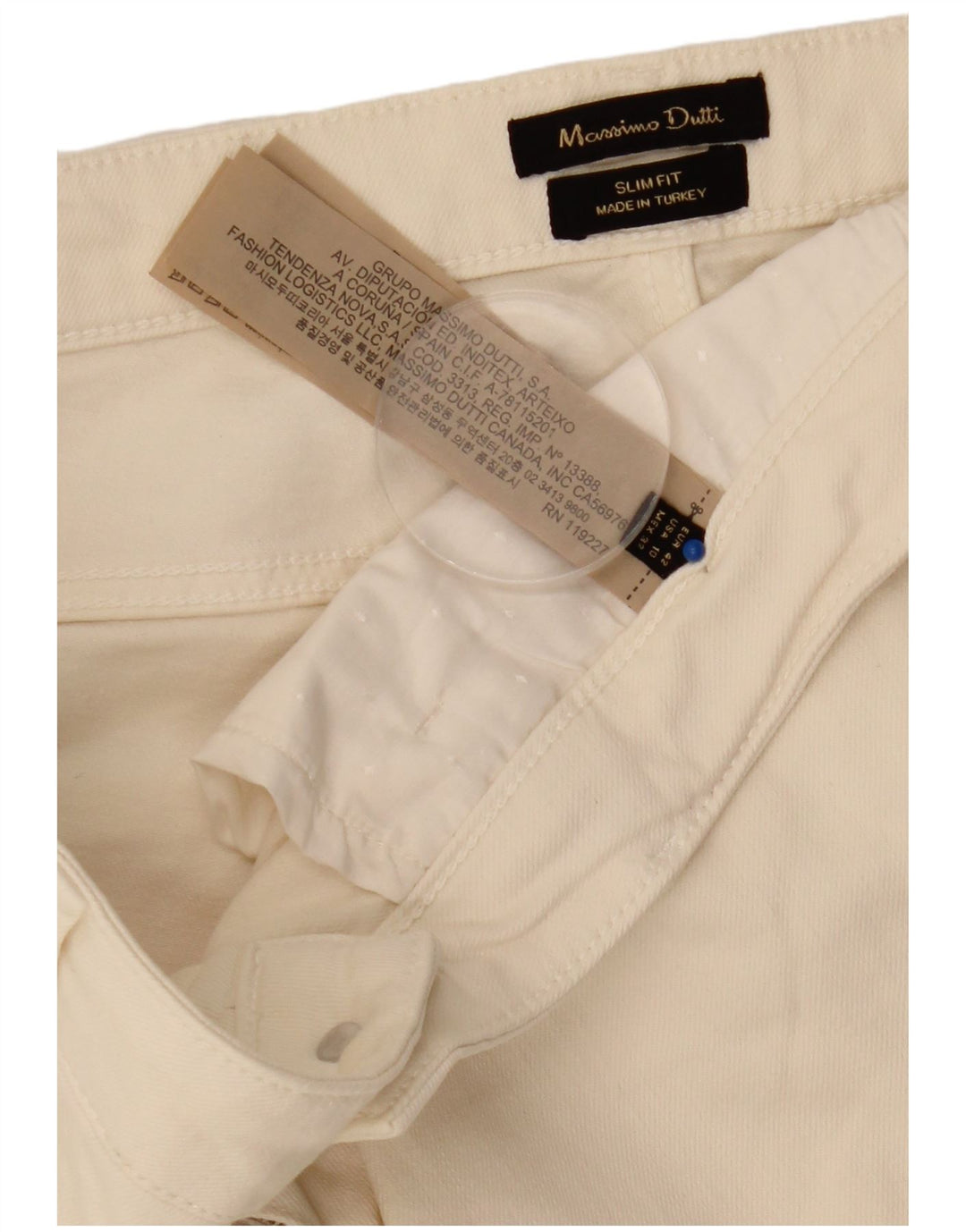Massimo Dutti Damen Slim Jeans EU 42 Large W32 L30 Off White Baumwolle