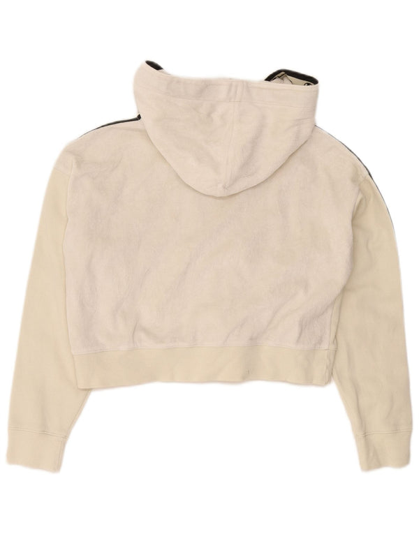 Champion Damen Graphic Crop Zip Hoodie Pullover UK 14 Mittelweiß