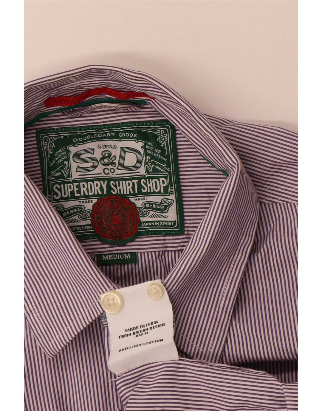Superdry Herren-Hemd mit normaler Passform, mittelviolette Nadelstreifen-Baumwolle