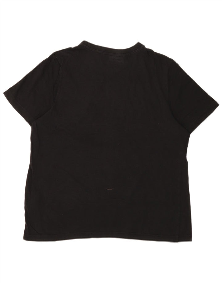 Kappa Womens Graphic T-Shirt Top UK 14 Mittelschwarze Baumwolle