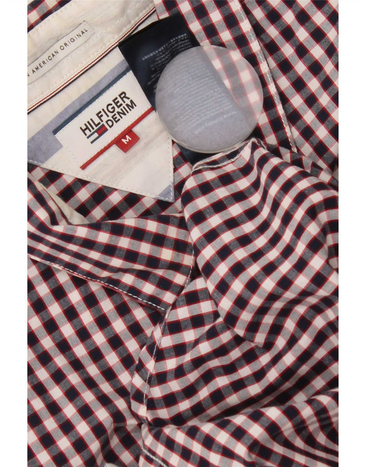 Tommy Hilfiger Herren-Kurzarmhemd aus mittelblauer Gingham-Baumwolle in Marineblau