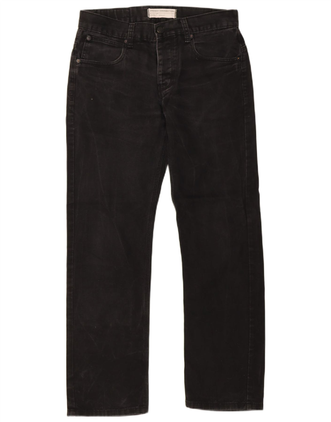 French Connection Herren-Jeans, normale Passform, gerade Passform, W32, L32, schwarze Baumwolle
