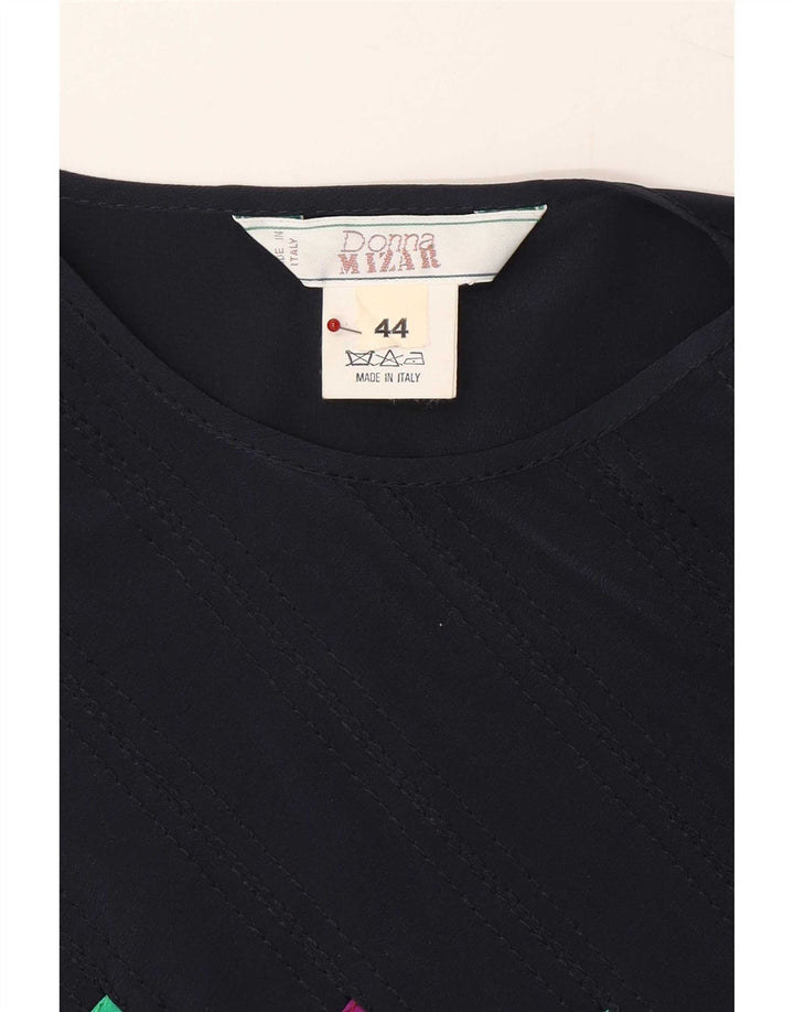 Donna Mizar Damen-Blusenoberteil IT 44 Mittelmarineblaue geometrische Seide