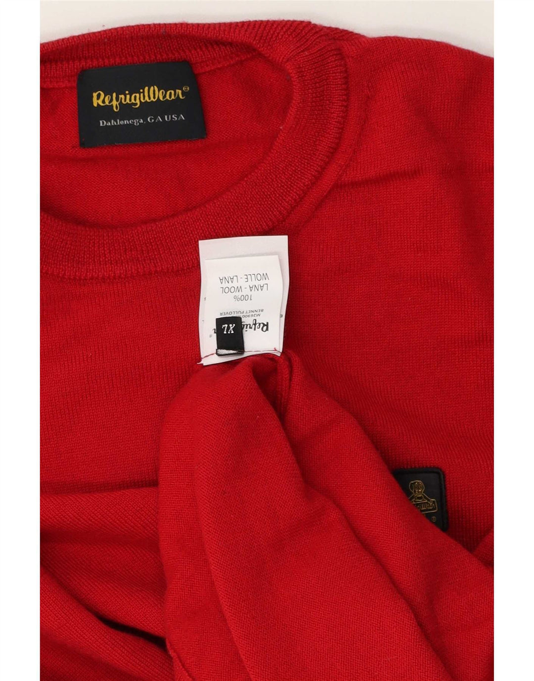 Refrigiwear Herren-Pullover mit Rundhalsausschnitt, XL, rote Wolle