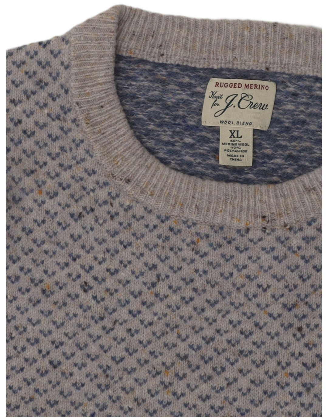 J. CREW Damen-Pullover mit U-Boot-Ausschnitt, UK 18, XL, blaue Fair-Isle-Wolle