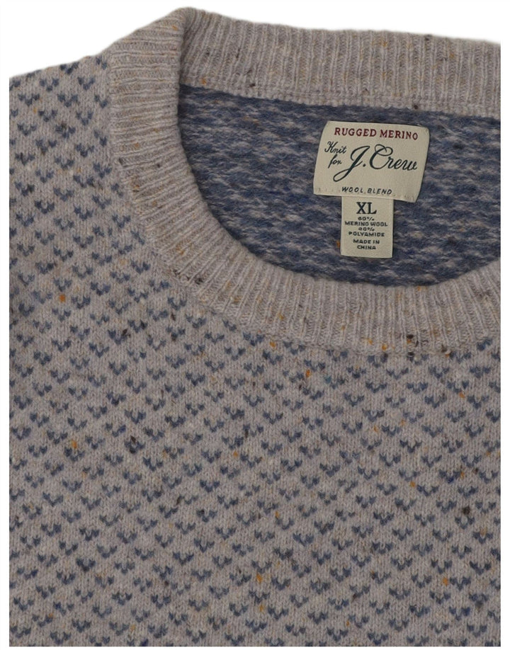 J. CREW Damen-Pullover mit U-Boot-Ausschnitt, UK 18, XL, blaue Fair-Isle-Wolle