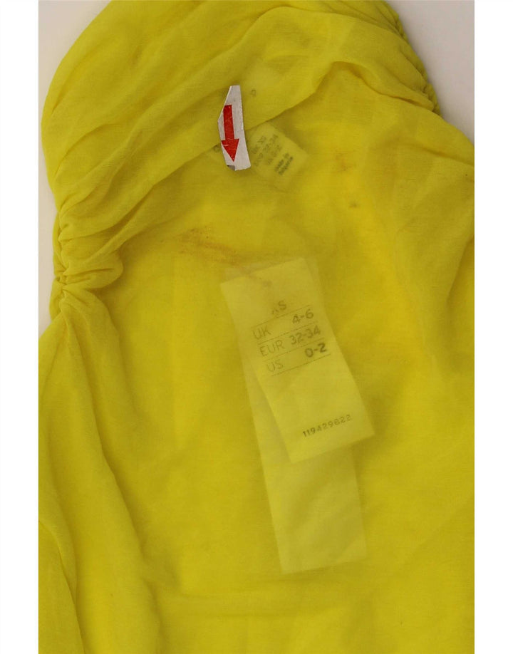 Topshop Damen One Shoulder See Through Top UK 4/6 XS Gelb Polyester