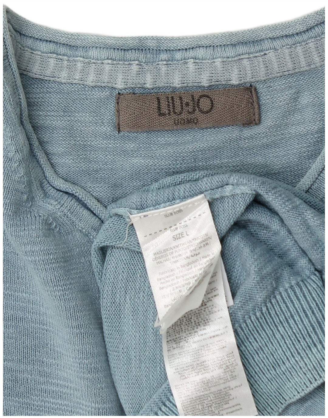 Liu Jo Herren-Pullover mit Rundhalsausschnitt, groß, blau gefleckte Baumwolle