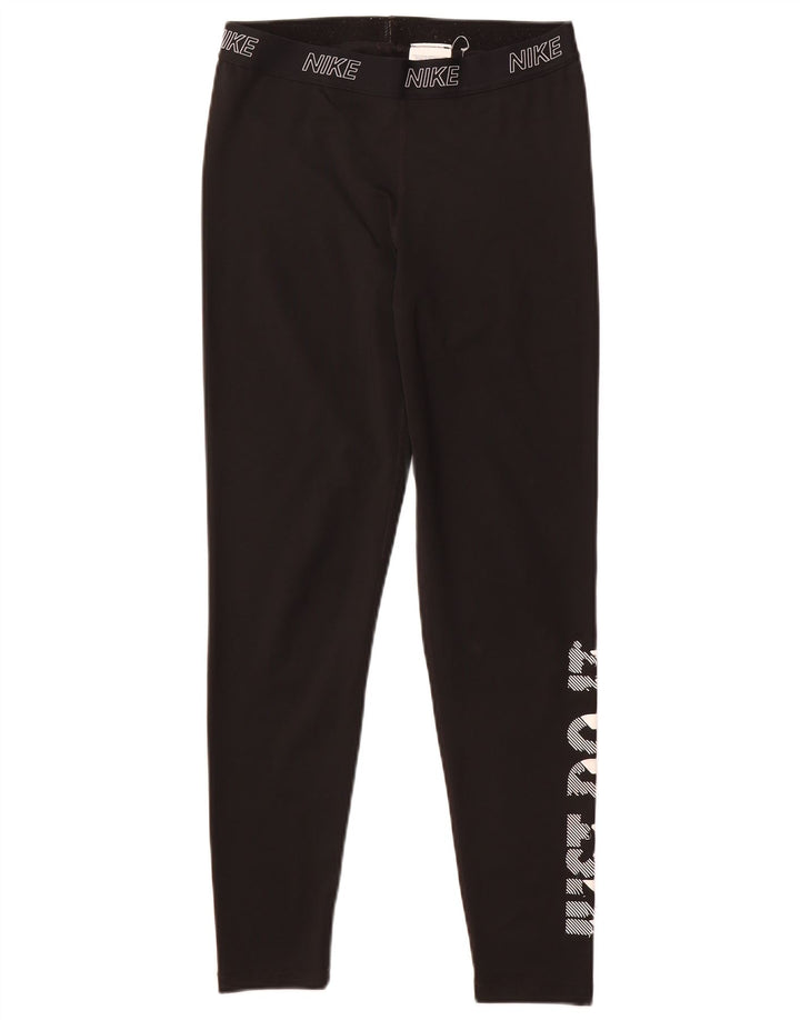 Nike Damen Dri Fit Graphic Leggings UK 14 Large Schwarz Polyester