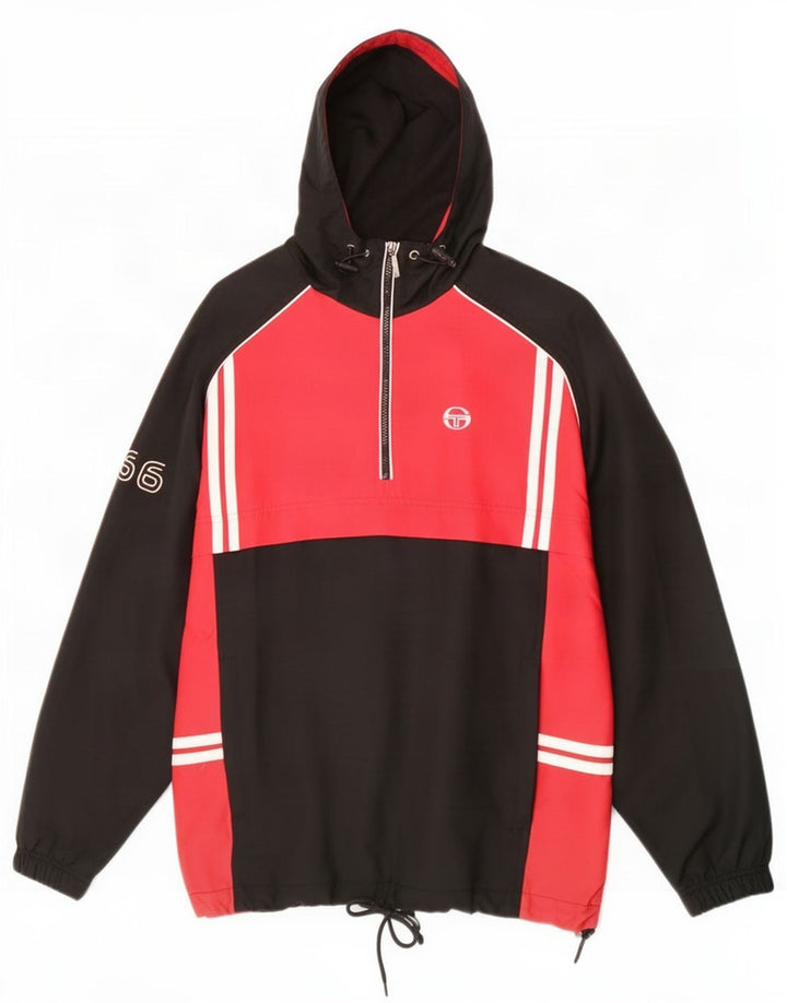 Sergio Tacchini Herren-Trainingsanzug mit Kapuze, Jacke, groß, Schwarz, Farbblock