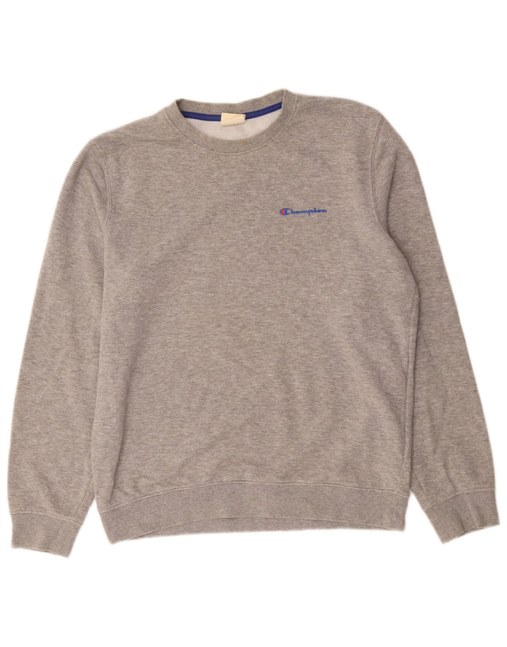 Champion Herren-Sweatshirt-Pullover aus mittelgrau gefleckter Baumwolle