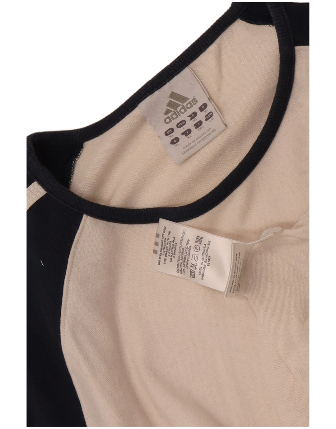 Adidas Herren Top Langarm XL Weiß Colourblock Baumwolle