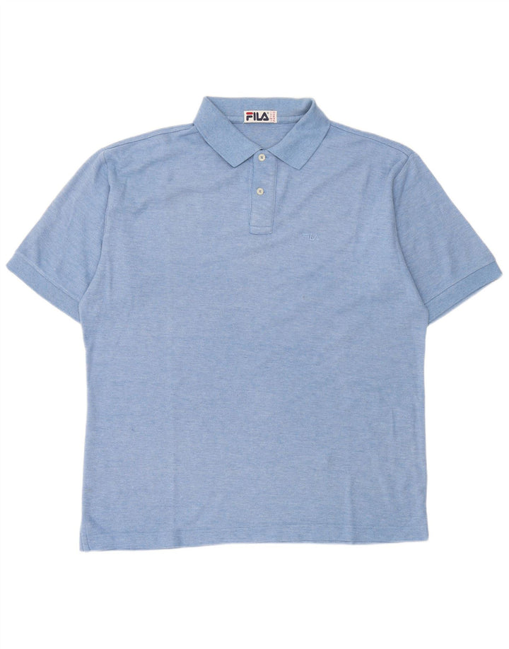 FILA Mens Polo Shirt IT 50 Medium Blue Cotton