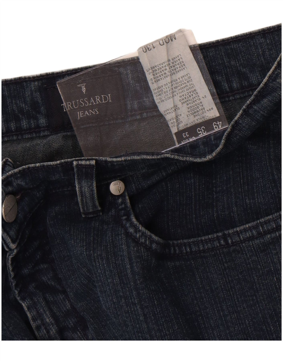 Trussardi Herren Straight Jeans W33 L27 Blaue Baumwolle