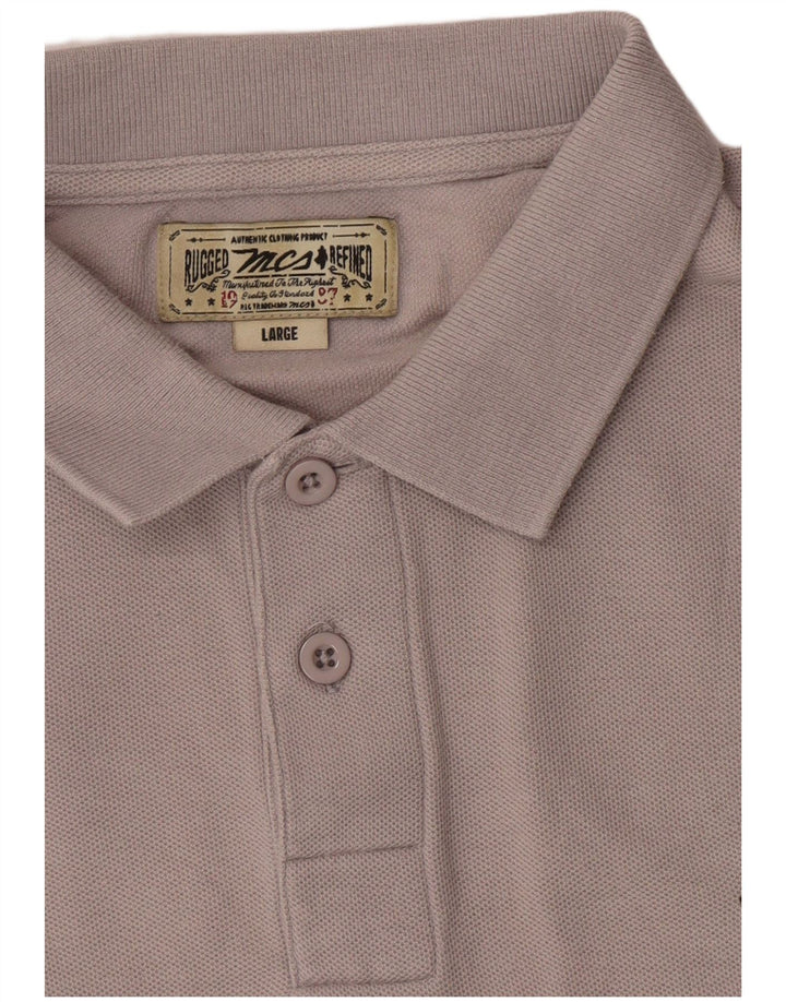 Marlboro Classics Herren-Langarm-Poloshirt, Größe L, Grau