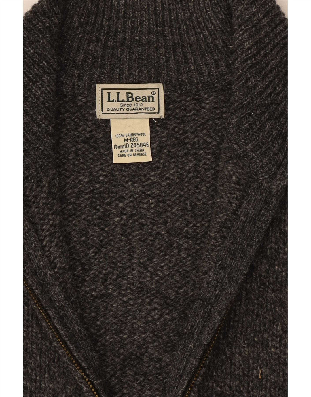 L.L.Bean Herren-Strickjacke aus mittelgrau melierter Lammwolle