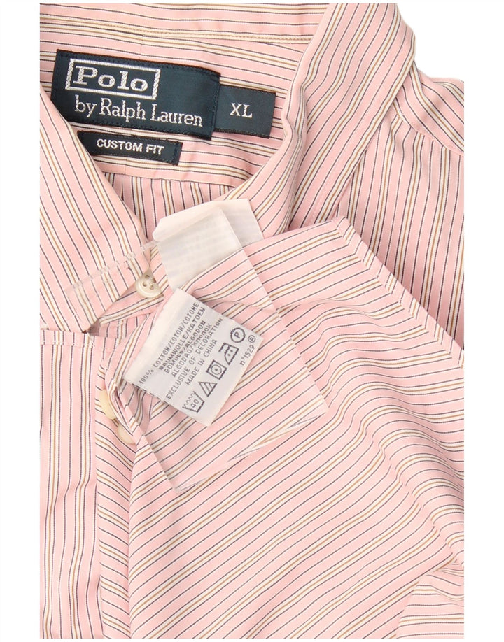 Polo Ralph Lauren Herren-Hemd mit individueller Passform, XL, rosa gestreift, Baumwolle, klassisch