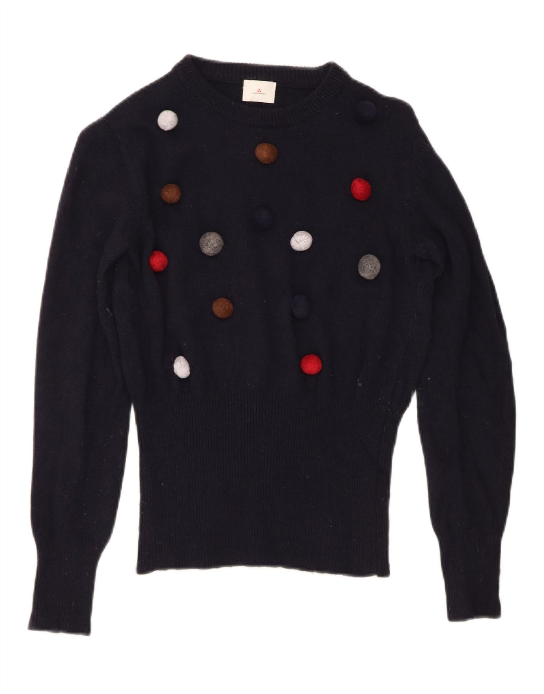 PEUTEREY Womens Crew Neck Jumper Sweater IT 42 Medium Navy Blue Wool Vintage PEUTEREY and Second-Hand PEUTEREY from Messina Hembry 